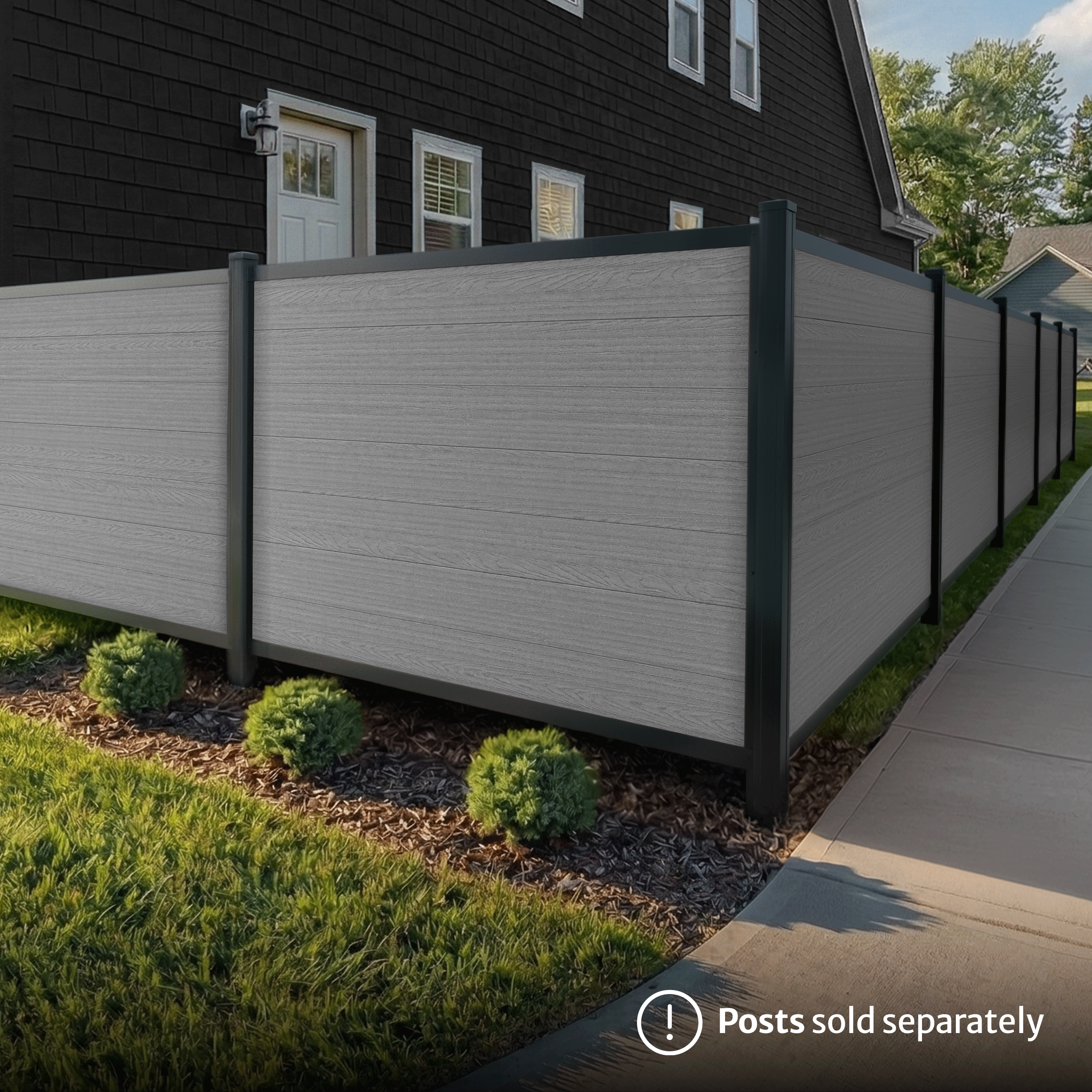 Lanbent グレー パーテーション 200x100x100cm 4ft Composite Privacy Fence Panel – Slate Grey | No Dig Fence | WamBam