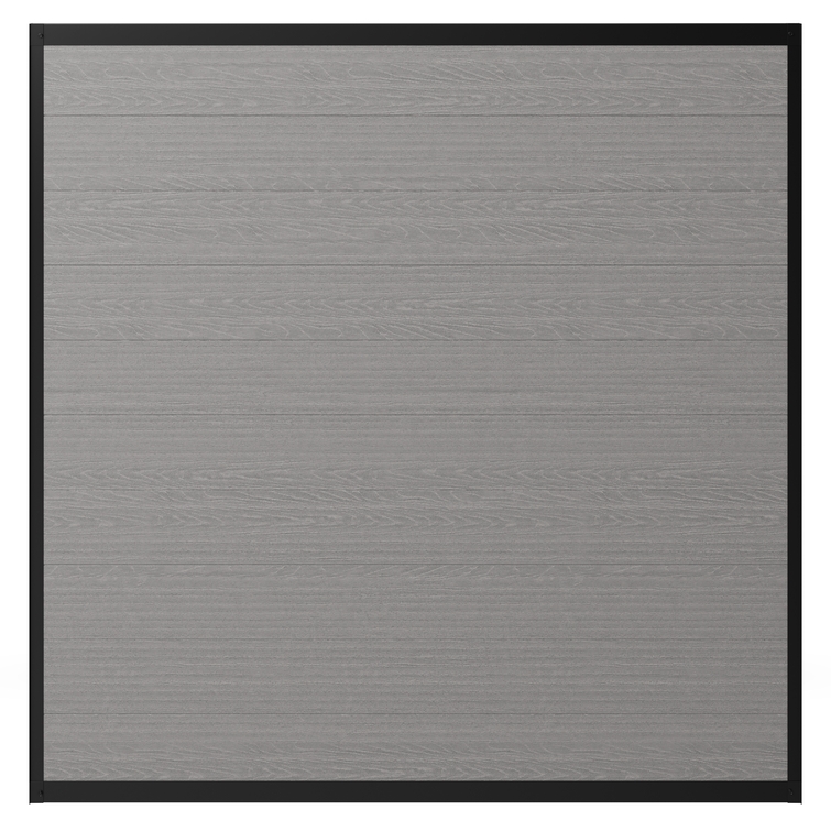 6 ft composite privacy fence panel slate gray wood grain aluminum frame modern fencing