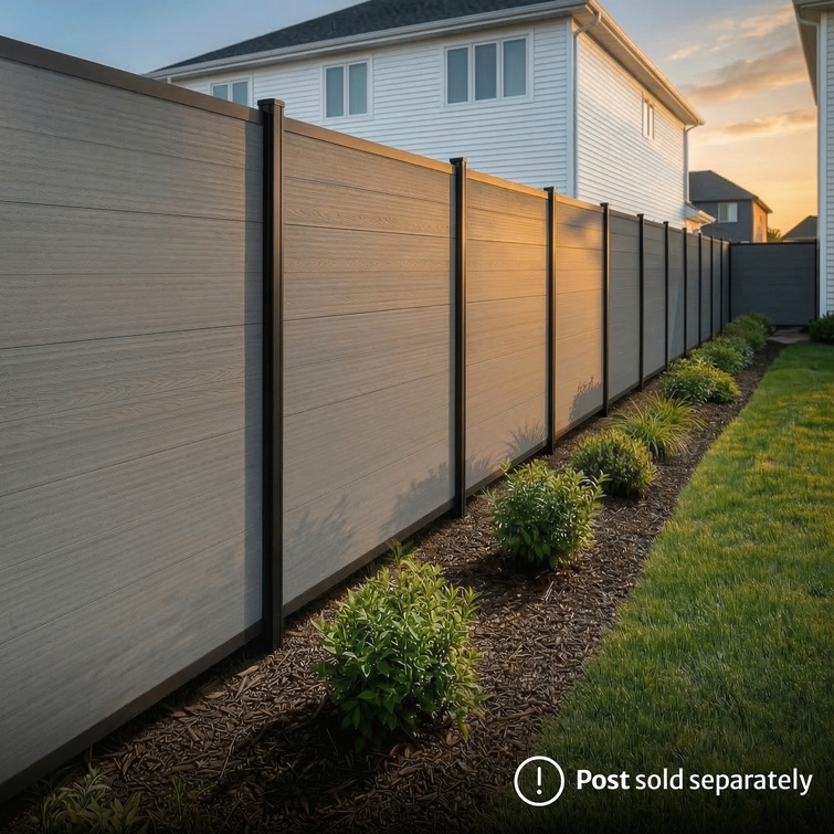 modern composite privacy fence long run backyard property divider wood grain panels