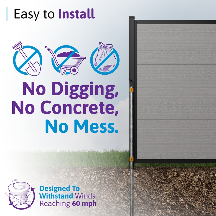 no dig fence installation system pipe anchor no concrete composite privacy fence panel