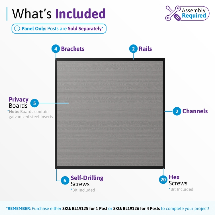 composite fence panel kit includes boards rails channels screws aluminum frame components