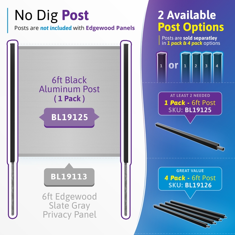 6 ft aluminum fence post no dig system single post and 4 pack options compatible panels