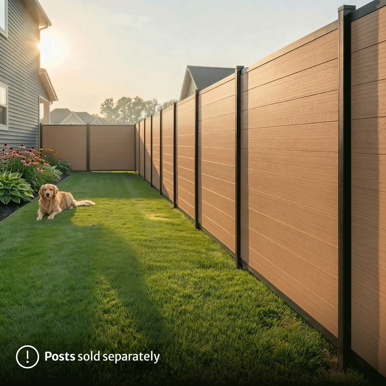 6 ft walnut brown privacy fence composite panels backyard enclosure pet friendly fencing
