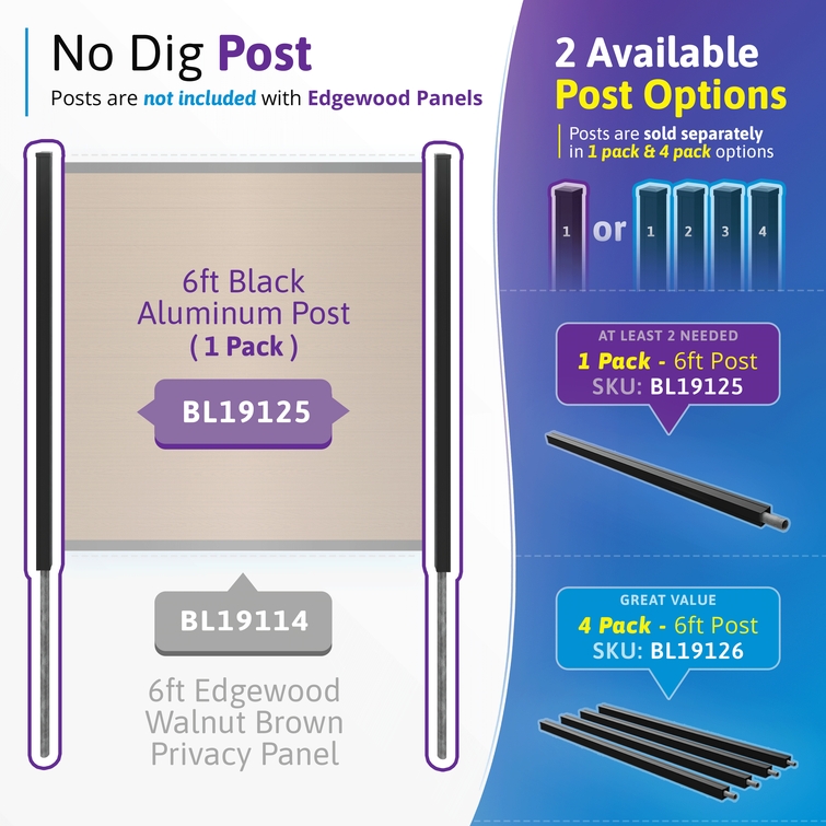 6 ft aluminum fence post options for walnut brown composite fence no dig system 1 pack 4 pack