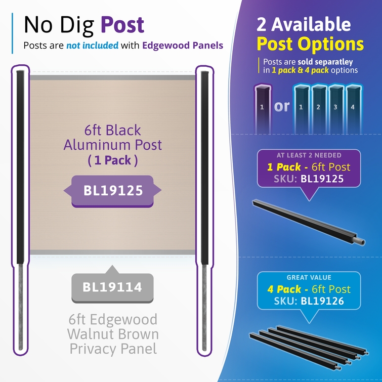 6 ft aluminum fence post options for walnut brown composite fence no dig system 1 pack 4 pack