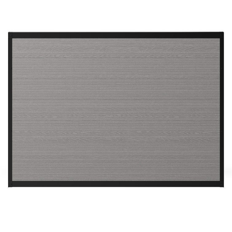 4ft x 6ft Edgewood composite privacy fence panel in slate grey with black aluminum frame
