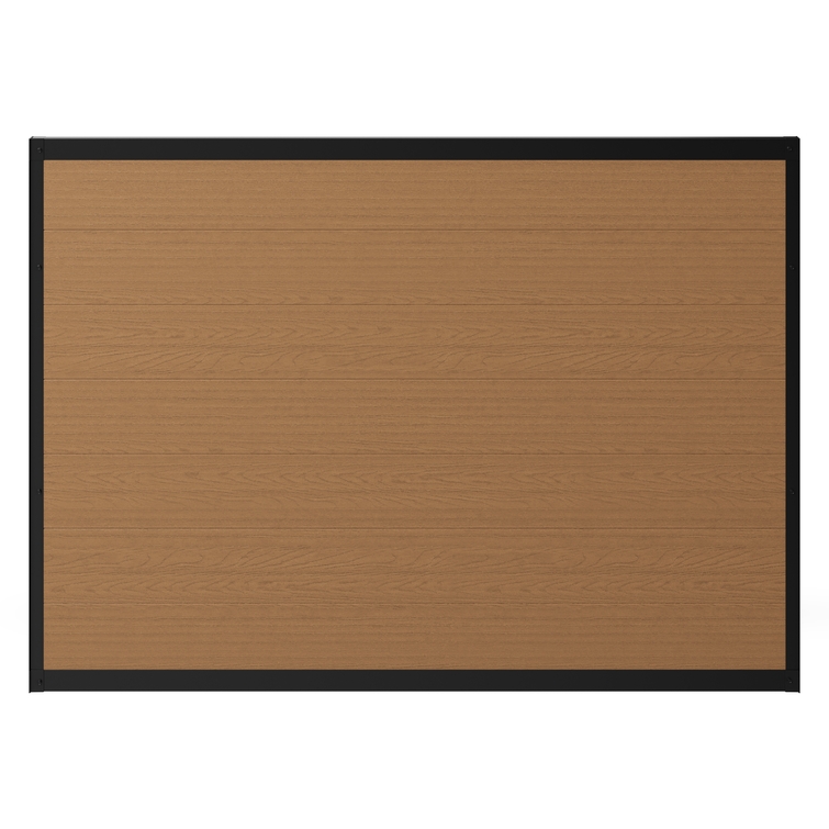 4ft x 6ft Edgewood composite privacy fence panel in walnut brown with black aluminum frame