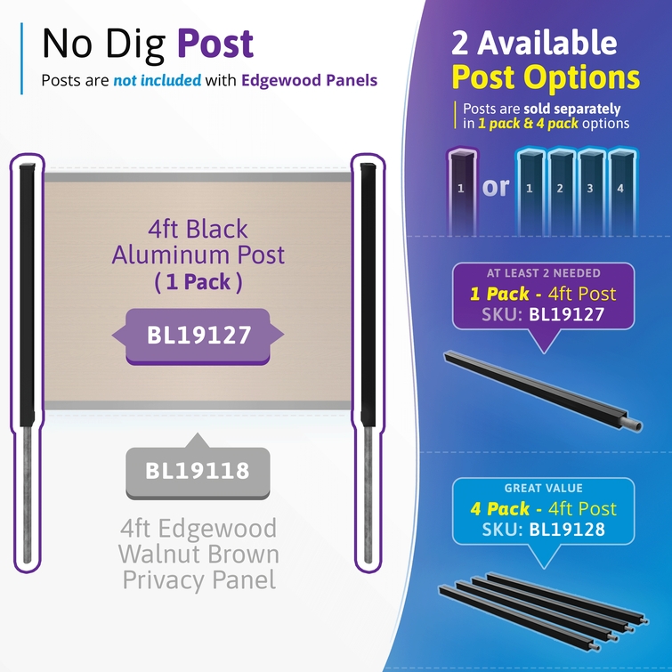 aluminum fence post options including single and 4 pack with anchors for no dig composite fence system