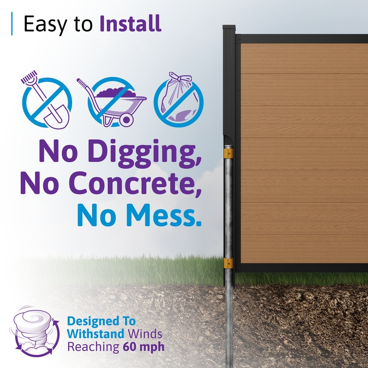 no dig fence post installation using steel pipe anchors without concrete for easy DIY fence setup