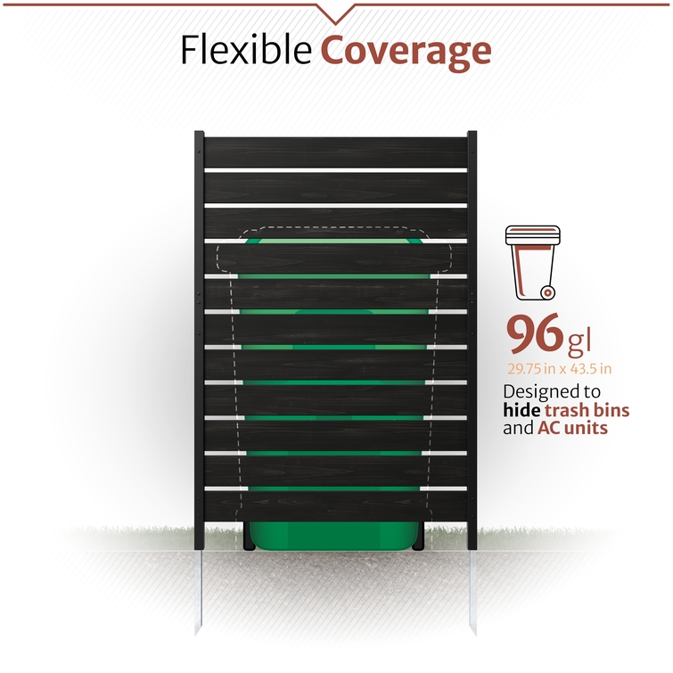 Enclo privacy screen sized to hide a 96-gallon trash bin or outdoor AC unit