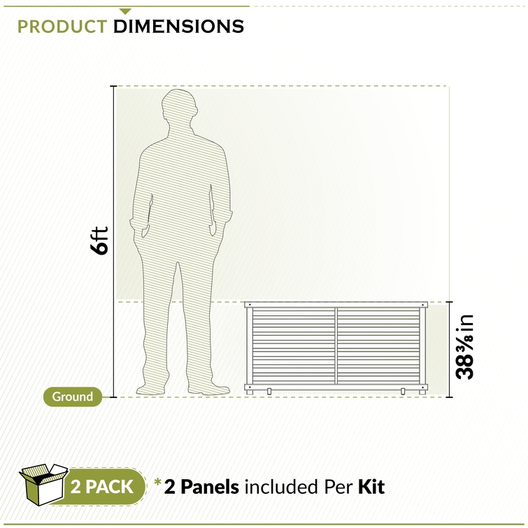 Outdoor WoodTek vinyl fence height comparison showing 22 inch panel next to 6 foot person for scale