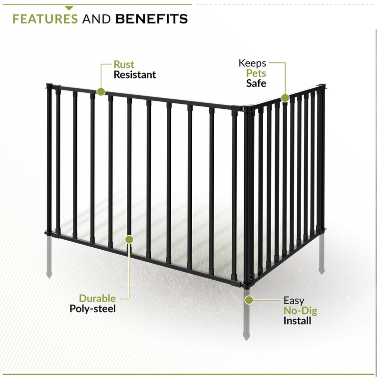 Outdoor metal fence panel with rust-resistant finish, durable steel construction, and pet-safe design