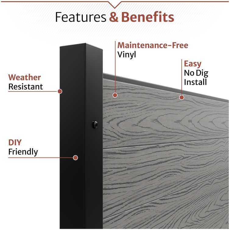 Weather-resistant outdoor privacy screen with maintenance-free vinyl panels and easy DIY installation
