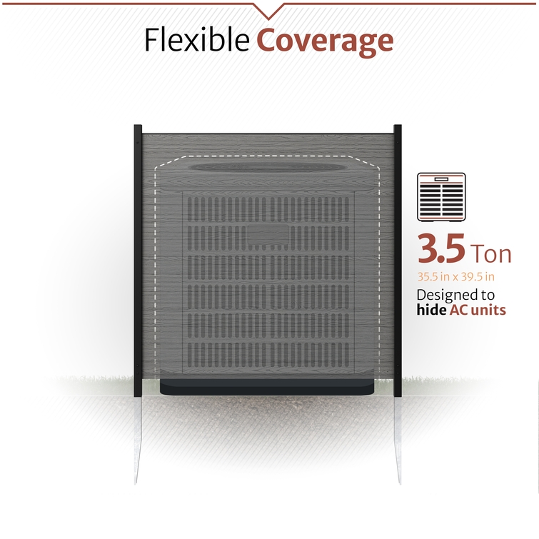 Outdoor AC unit privacy screen designed to conceal up to 3.5-ton air conditioning units