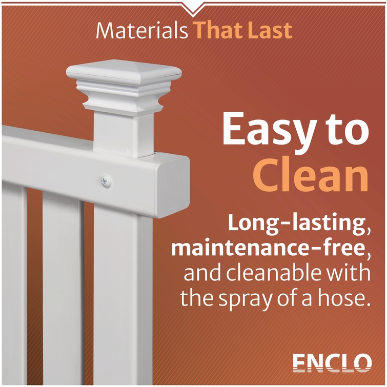 Maintenance-free white vinyl privacy screen with easy-to-clean durable outdoor materials