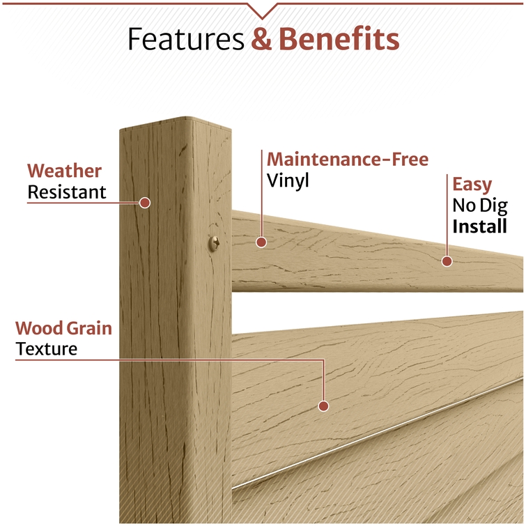 Weather-resistant woodgrain vinyl privacy screen with maintenance-free construction and realistic wood texture