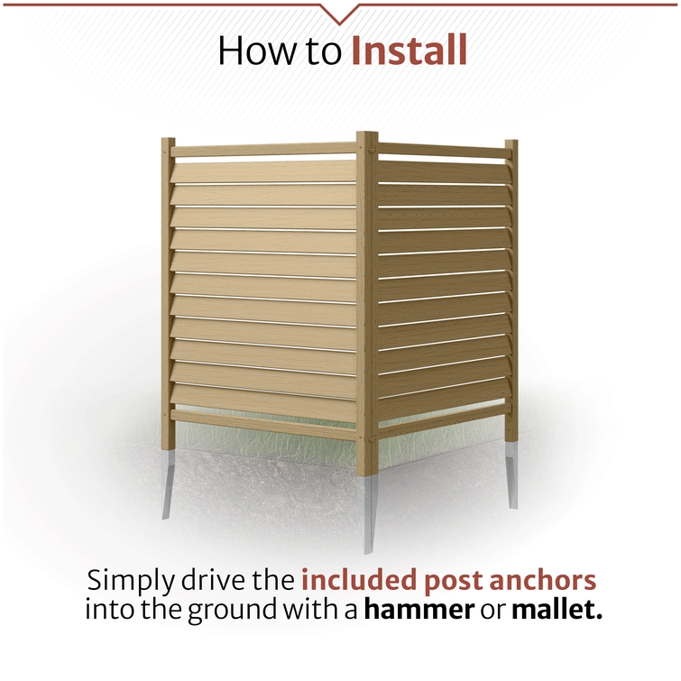 DIY-friendly outdoor privacy enclosure with no-dig installation and included ground anchors