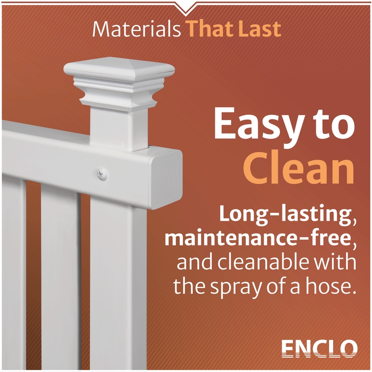 Maintenance-free white vinyl privacy fence with easy-to-clean long-lasting outdoor materials