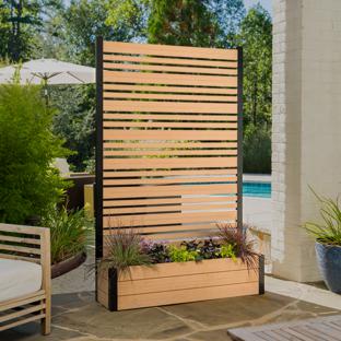 6ft H Florence Freestanding Patio Screen w/ Planter Box (Cedar) (1 Unit)