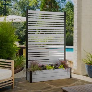 6ft H Florence Freestanding Patio Screen w/ Planter Box (Ash) (1 Unit)