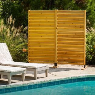 Sierra Louvered Wood Freestanding or Surface Mounted Privacy Screen Kit (1 Panel)