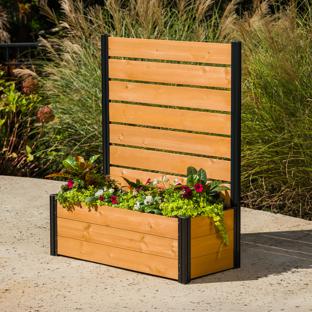 4ft H Concord Freestanding Wood Privacy Screen w/ Planter Box (1 Unit)