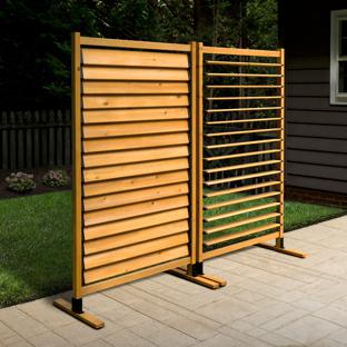 Solara Dynamic Louvered Wood Freestanding or Surface Mounted Privacy Screen Kit (1 Panel)