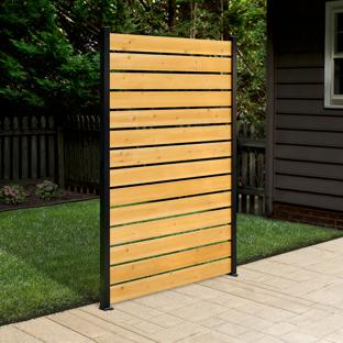 6ft H Surface Mounted Slatted Wood Privacy Screen (1 Panel)