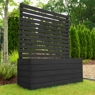4ft H Tacoma Freestanding Wood Privacy Screen w/ Planter Box (Charcoal) (1 Unit)
