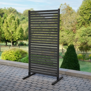 Tiaga Slatted Wood Freestanding or Surface Mounted Privacy Screen Kit (Charcoal) (1 Panel)
