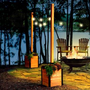 8.5ft H Concord String Light Post w/ Planter Box