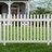 Installed All-American flat top white vinyl picket fence surrounding a residential front yard