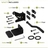 Fence gate latch kit components including latch catch, spacers, bolts, gate stopper, washers, and hex key
