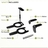 Zurich fence gate hardware kit contents including latch, gate tabs, rivet, washers, and installation bit