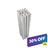 Bundle of white vinyl fence picket rails, multiple square extruded profiles stacked together, shown at an angle on white background — 30% off sale