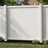 White vinyl privacy fence panel installed in residential backyard with durable maintenance-free outdoor construction
