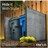 Modern outdoor trash can privacy enclosure hiding garbage bins beside wood fence