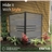 Decorative charcoal composite privacy enclosure designed to conceal outdoor AC units and trash bins beside a home