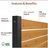Close-up of Enclo wood privacy screen showing FSC-certified cedar lumber, pre-stained wood boards, weather-resistant construction, and pre-assembled panel design with black aluminum posts