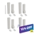 Four sets of white vinyl post trim blocks with mounting brackets, screws, and drill bit, arranged in a grid on white background — 10% off sale