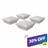 Set of four white vinyl fence post caps with decorative pyramid tops, shown on a white background with a 30% off promotional sale banner.