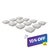 Set of twelve white vinyl pyramid-top fence post caps with decorative molded base, arranged in a grid — 10% off sale