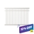 White vinyl fence panel with double top rail and evenly spaced square balusters, shown straight-on against white background — 10% off sale